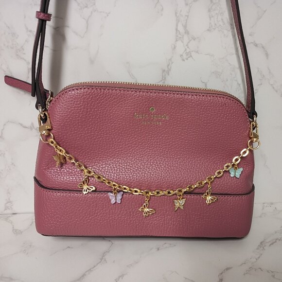 kate spade Handbags - KATE SPADE Hanna Blackberry Pebbled Leather Crossbody Bag with Charm - EUC